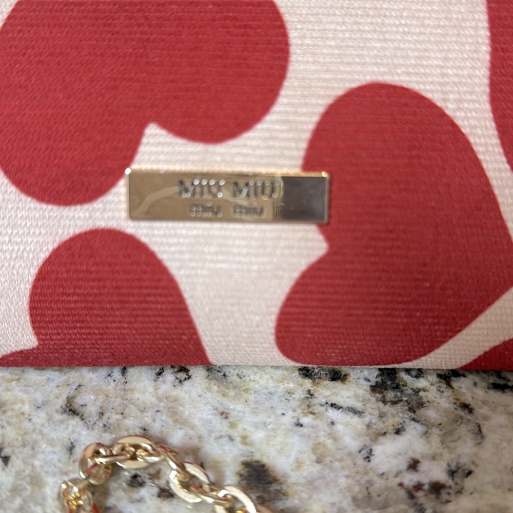 MIU MIU Red Heart Cosmetic Pouch / Bag With Chain NEW GWP - Picture 5 of 7